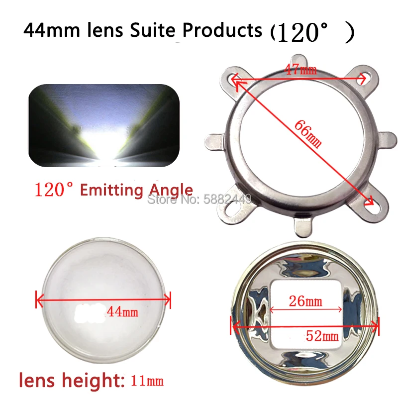 44 мм выпуклая линза Оптический акриловый ПММА светодиодный объектив 60 градусов