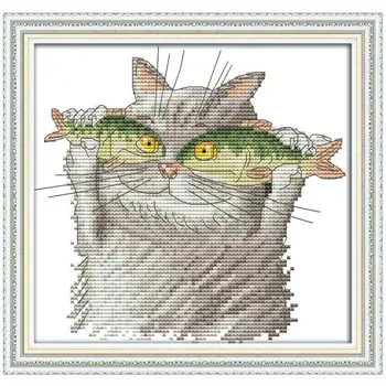 

I love fish animals counted printed on the canvas 11CT 14CT DIY kits Chinese Cross Stitch embroidery needlework Sets