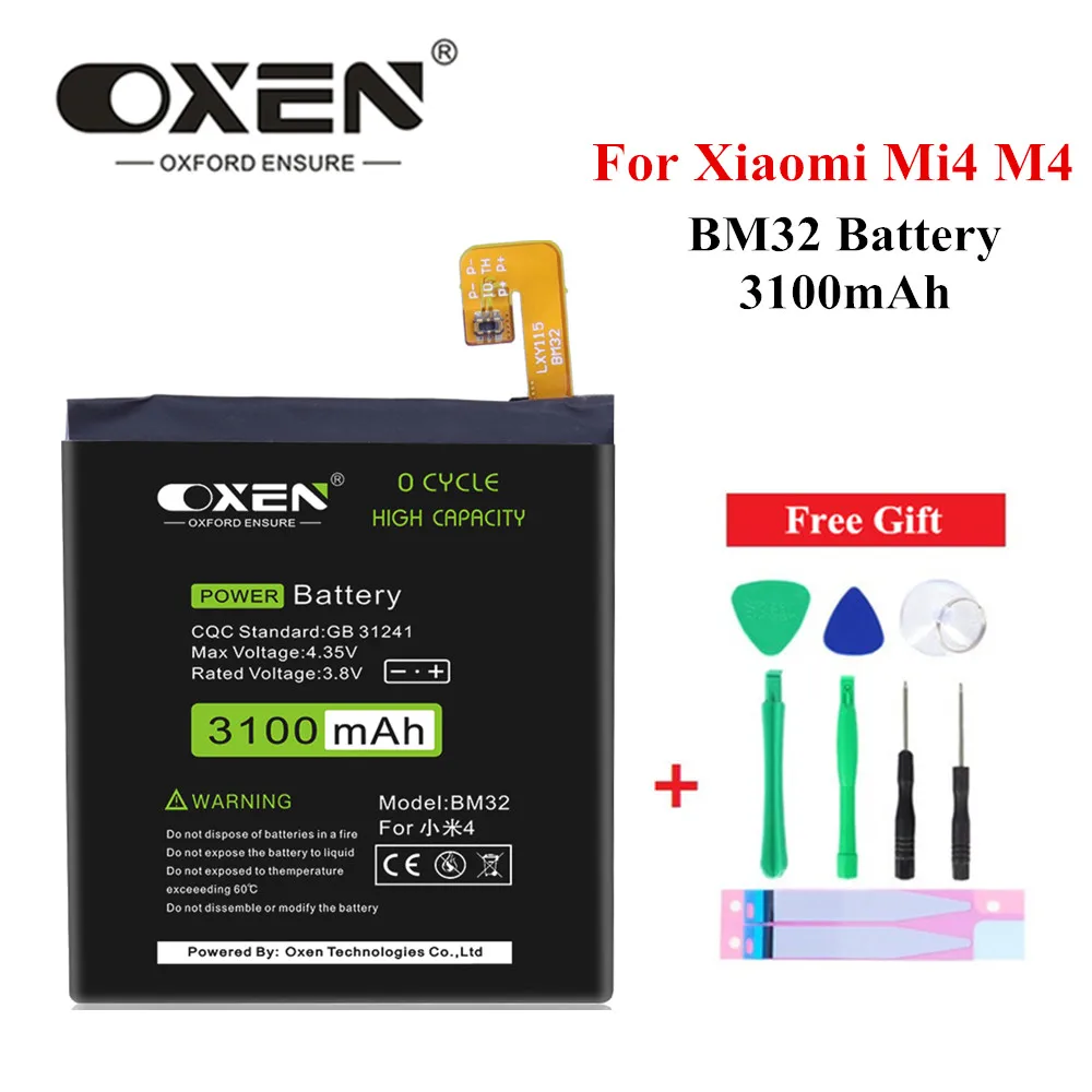 Батареи OXEN BM32 3100 мАч для Xiaomi Mi4 M4 Mi 4 16 Гб 64 ГБ сменная батарея BM 32 литий-полимерная с
