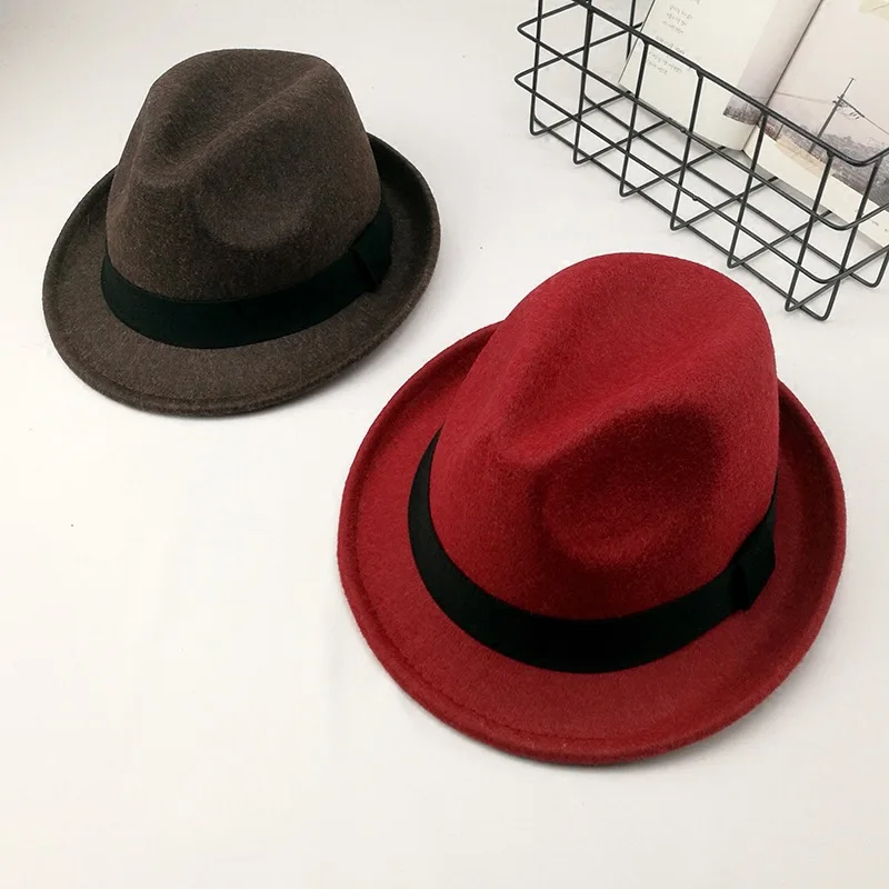 Женские Fedoras Maylisacc осенне-зимняя шерстяная однотонная женская Ретро Маленькая джазовая шляпа британская шерстяная фетровая шляпа Мужской козырек
