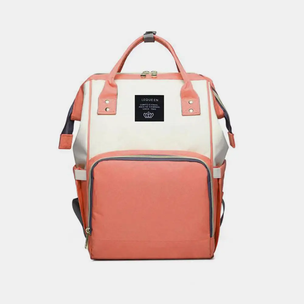 pink and white Lequeen модная сумка для мам, сумка для подгузников для мам, Большая вместительная сумка для подгузников, рюкзак для путешествий, сумка для ухода за ребенком, женская модная сумка - Цвет: pink and white