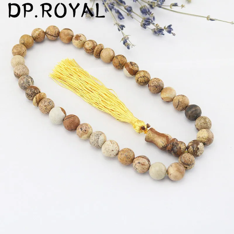 South African Natural Stone Bracelet With Tassel Pendant 33 Prayer Beads Muslim Islam Tasbih Bangle Allah Mohammed Jewelry