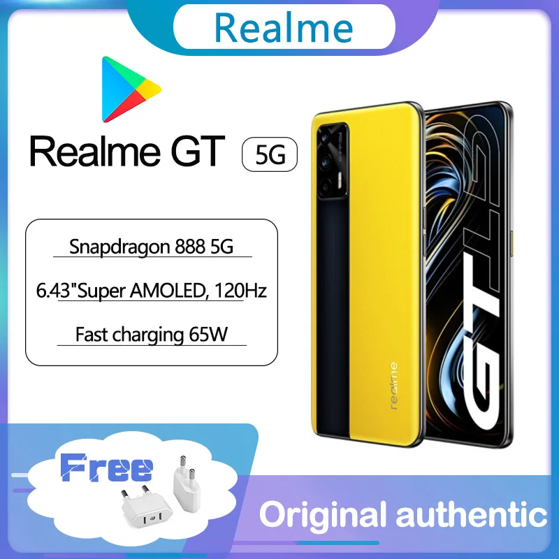 Original Realme Gt 5g Smart Phone Google Play 120hz 6.43'' Super Amoled