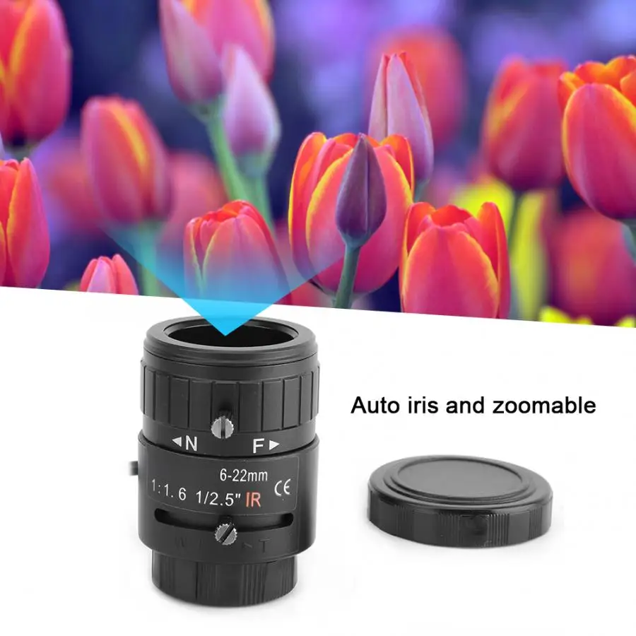 Автоматическая диафрагма CCTV камеры безопасности зум-объектив 5MP 6-22 мм 1/2. 5 объектив камеры безопасности