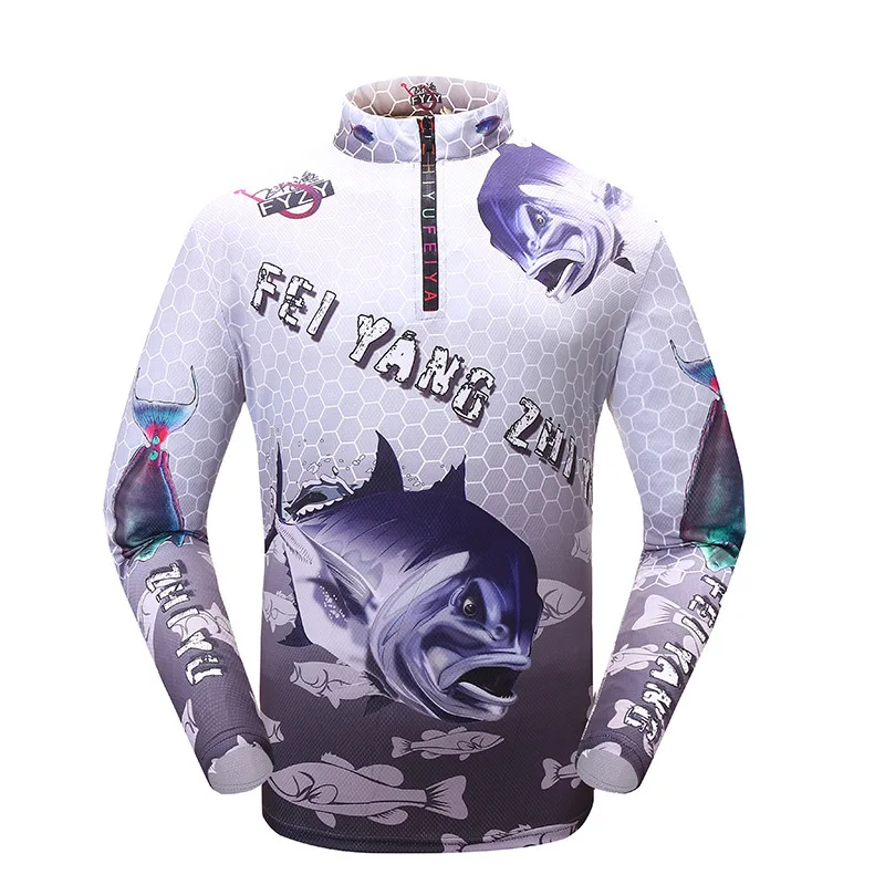 Limited Chance of  Ice Fishing Shirt UV Protection Stand Collar Winter Bottoming Shirt Fishing T-shirt Breathable Camp