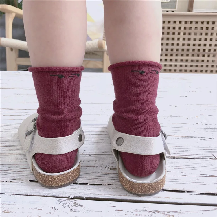 Missnuo Autumn And Winter Solid Color Men And Women Children Macarons Frilled Socks Relent Combed Cotton Short Socks P07