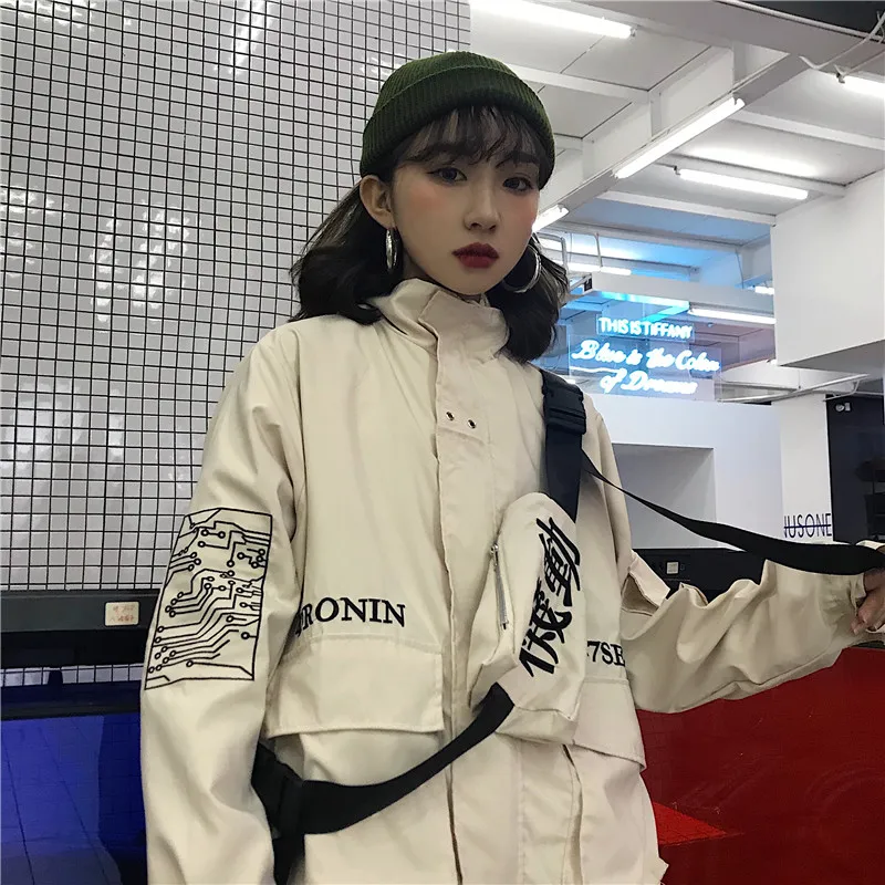 Тонкая универсальная Рабочая одежда Harajuku в Корейском стиле для ранней осени, свободного кроя, с вышивкой по цене 66