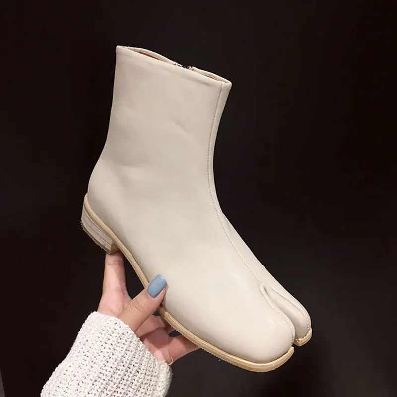 

Womens Fashion Personality Hoof Shoes Flat Ankle Boots Casual Boots Retro Concise Chelsea Boot