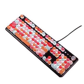 

104 Keys Accessory Lipstick Gaming Retro Punk USB Wired Universal Mechanical Keyboard For PC Desktop Silent Metal Home Office