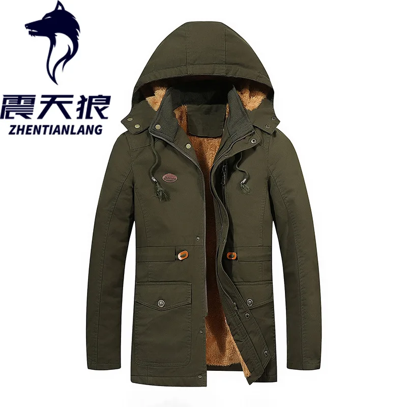 

for MEN'S Coat Jacket Cotton Coat Mid-length Hooded Washing Jacket Shock Sirius