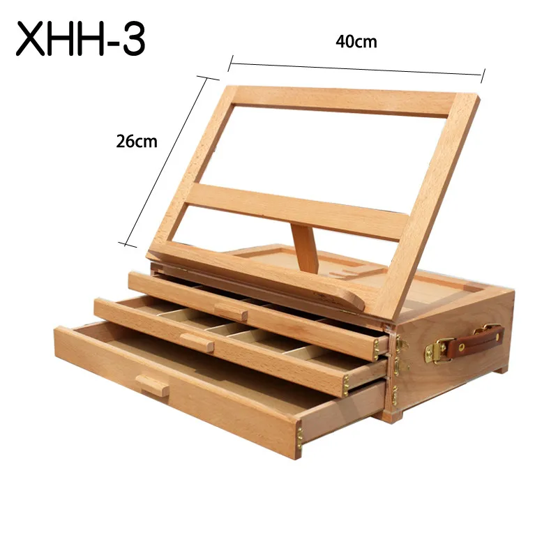 Многослойная художественная коробка для хранения инструментов Настольный мольберт из массива дерева многослойный цветной свинцовый деревянный ящик для хранения цветной мольберт - Цвет: XHH3