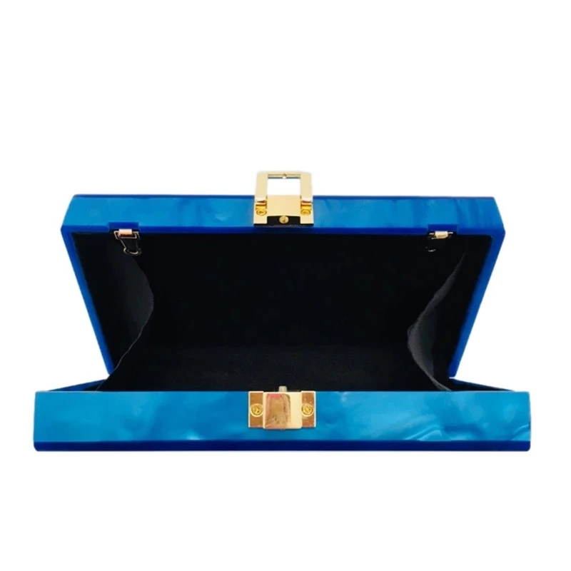 New messenger bag Women Cute Box Acrylic Blue Solid Night Dinner Handbag lady Wedding Evening Bag Trendy chic Party Clutch Purse
