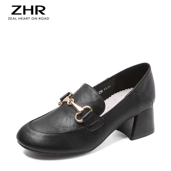 

Women Vintage Shoes 2020 Brand Office Ladies Loafers PU Leather Fashion Metal Decoration Women Shoes Slip On New Spring Autumn
