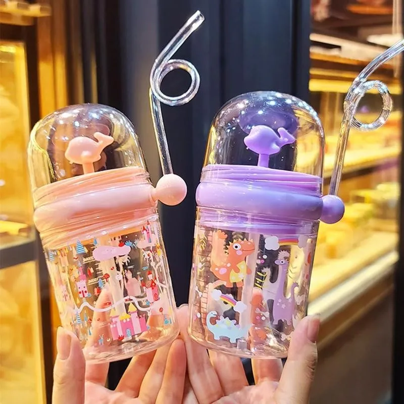 260ml Kids Child Cup With Straw Portable Leakproof Cartoon Feeding Bottles Whale Water Spray Drinking Cups Children Drinkware | Мать и