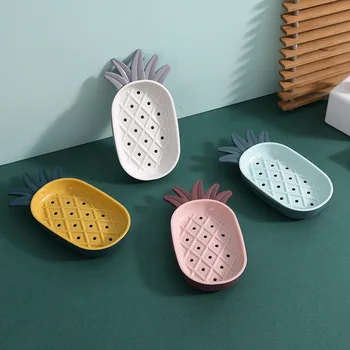 

Creative Cute Northern European-Style INS Pineapple Soap Box with Lid Double Layer Water Draining Hole Punched Toilet Bathroom S