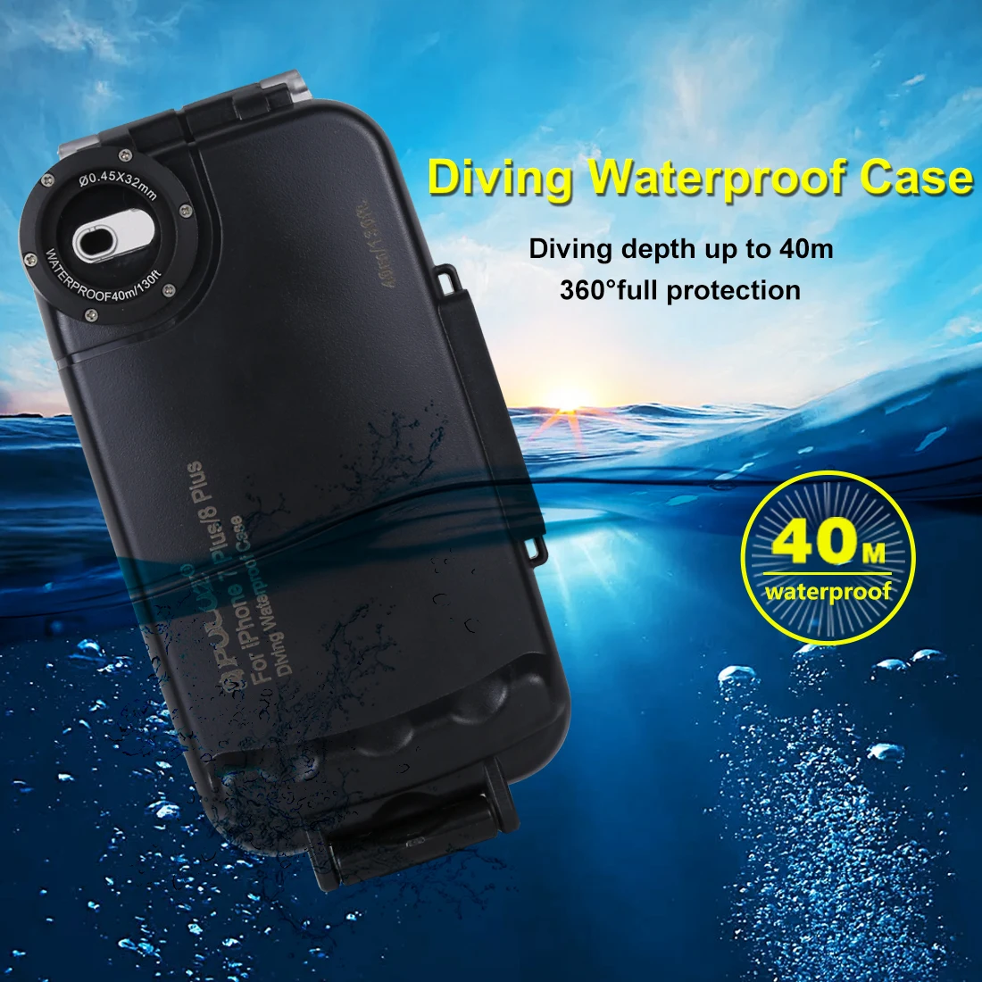 PULUZ 40M водонепроницаемый чехол для iPhone 7 plus 8 plus 7 p 8 p Корпус чехол противоударный пыленепроницаемый лыжный Дайвинг профессиональный