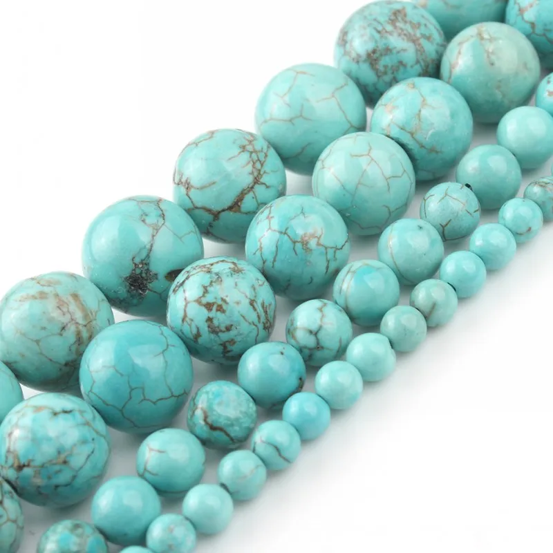 Natural Round Turquoise Spacer Loose Beads Charms 4 6 8 10  mm