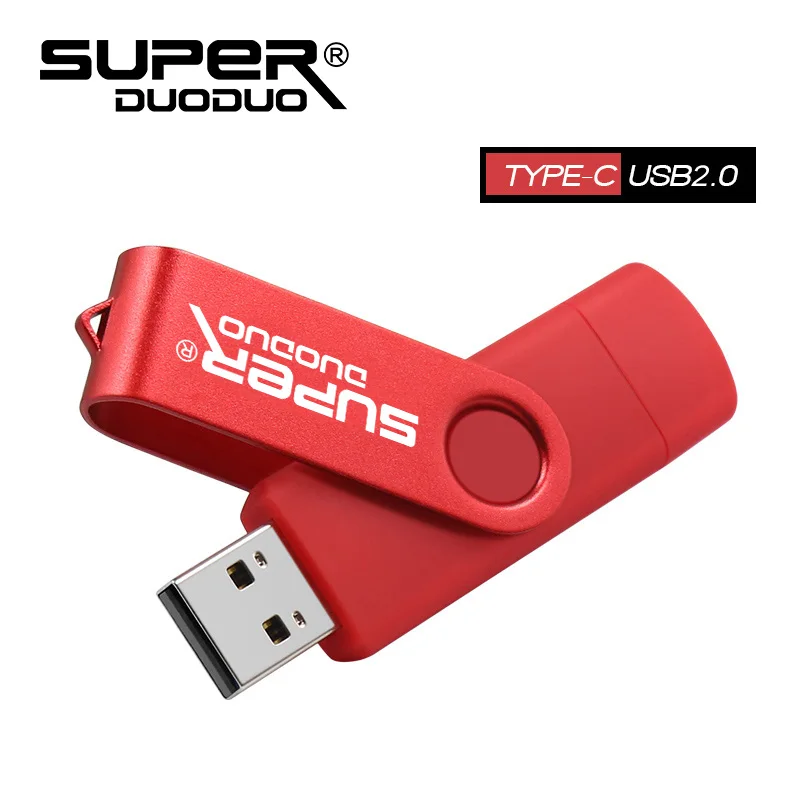 Red Лучший USB флеш-накопитель для Android, смартфон, 64 ГБ, тип-c, usb флеш-накопитель, 32 ГБ, металлическая карта памяти, 16 ГБ, cle usb - Цвет: Red