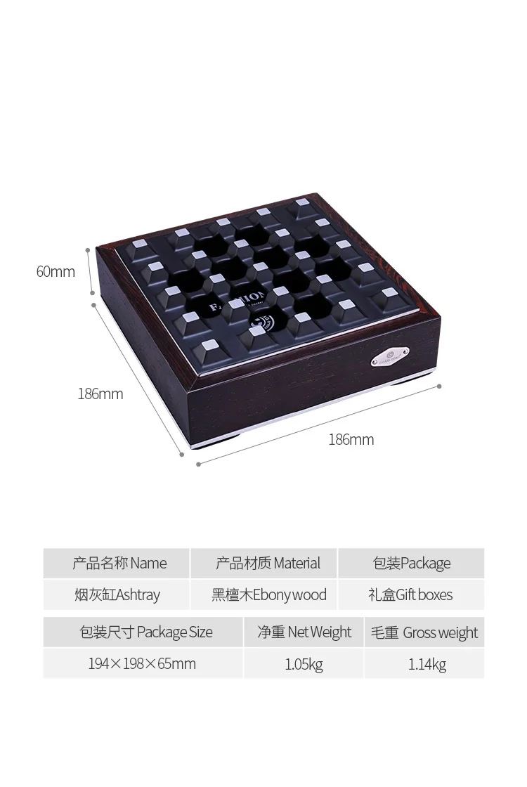 Пепельница для сигар креативная пепельница из черного дерева с металлической
