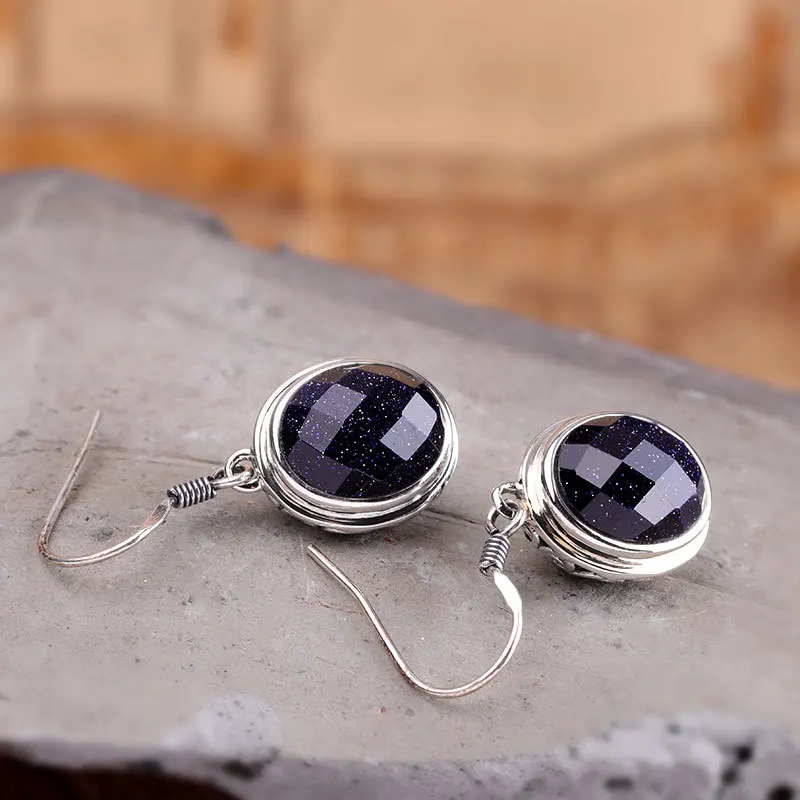 Серьги-капли из стерлингового серебра S925 пробы, Ювелирное Украшение с драгоценным камнем, украшение для ушей, голубой песчаник, серьги