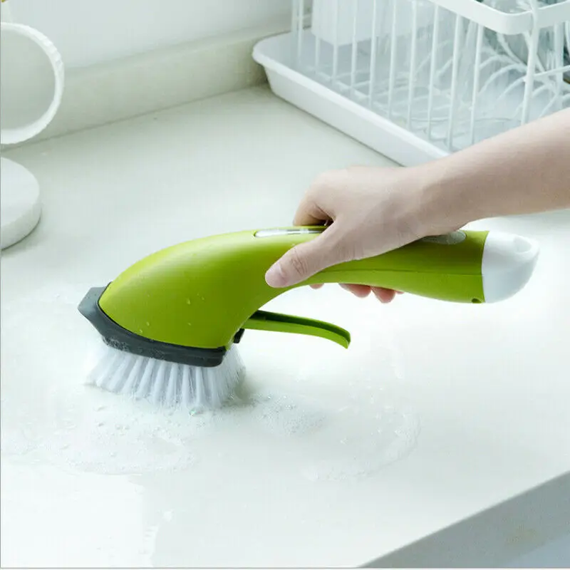 

2 Colors Long Handle Automatic Kitchen Sink Add Detergent Water Spray Cleaning Brush