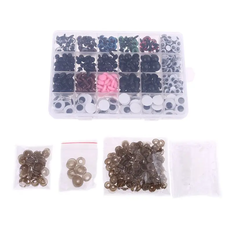 

586pcs/box Plastic Safety Eyes Nose with Washers for Bear Doll Animal Puppet Toy Making DIY Crafts