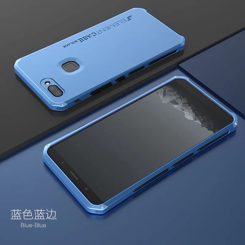 Blue blue ДЛЯ vivo x9 чехол Роскошный элемент телефонные чехлы с дизайнерским алюминием и ПК крышка для vivo x20 21 PLUS Y85 X23 Y97 - Цвет: Blue blue