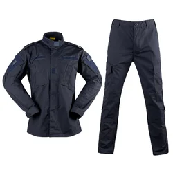 Uniform Tactical ACU Navy Blue Camouflage Adult Male Security Military Combat Jacket Special Force Training Army Suit Cargo Pant