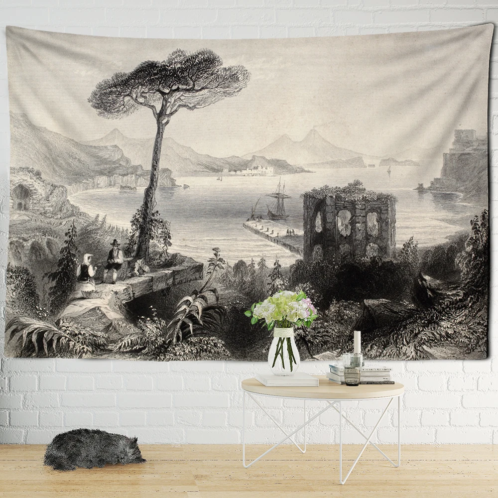 Black White Tapestry Wall Hanging Bohemian Hippie Bedroom Tapestry