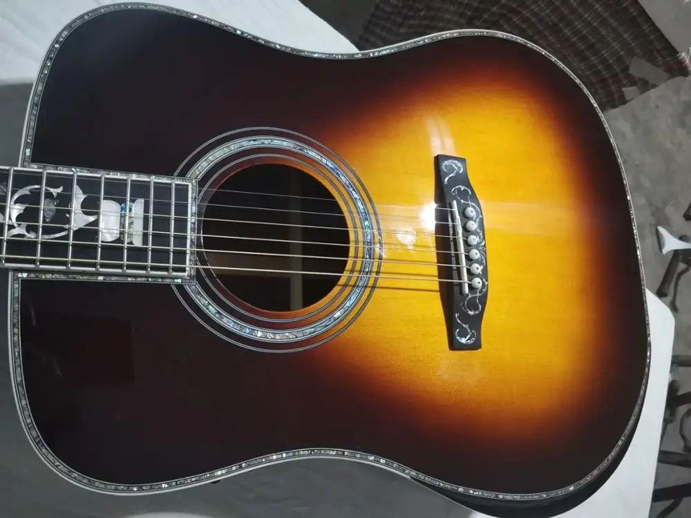 

free shipping professional custom armrest acoustic guitar dreadnought style 41 inches solid fancy acoustic electric guitar