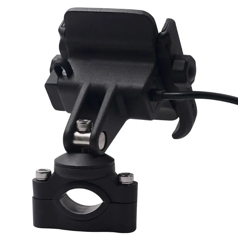 360 Degree Universal Waterproof 12V 24V Motorcycle Scooter Handlebar Rearview Mirror Phone Holder Mount Bracket USB Charger For