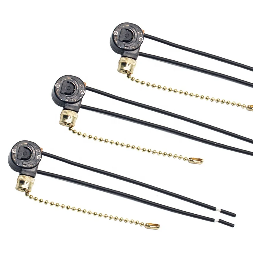 

3pcs 3A/250V 6A/125V electrical pull chain cord switch zipper widely using in ceiling or wall lamp dimming