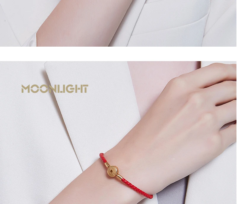 MOONLIGHT 2021 Gold Color Coin Bracelet For Women Genuine Leather Lucky Get Rich Red Bracelets Fashion Jewelry Birthday Gifts