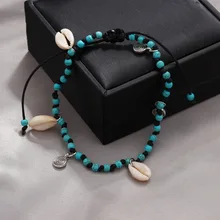 Новые продукты, аксессуары, ручная работа, Узелок, раковина, бирюзовый ножной браслет, женский, Европа и Америка, выдутый песок, крутой, цзяо Ши, булавка