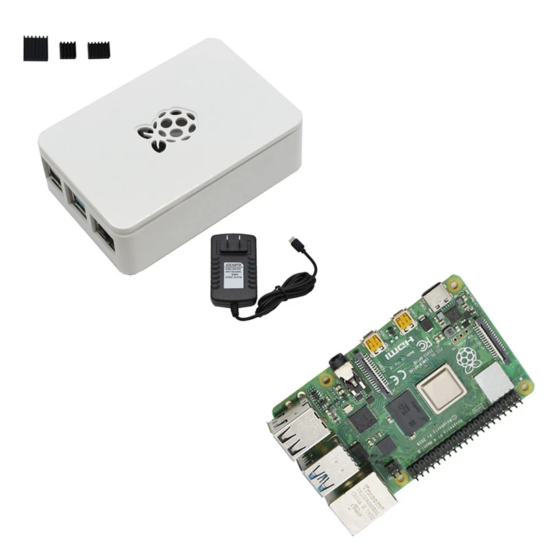 Для Raspberry Pi 4B ABS белый чехол 2G Оперативная память DIY Kit с радиатором 5V 3A Мощность адаптер для Raspberry PI 4 модели B