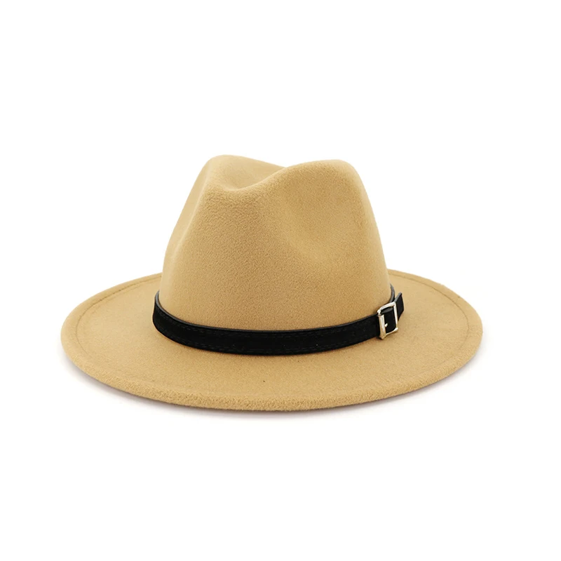 FS белая шерстяная фетровая джазовая шляпа для мужчин и женщин с широкими полями шерстяная зимняя фетровая шляпа Панама шляпа Трилби с Поясом Вечерние шляпы 17 цветов