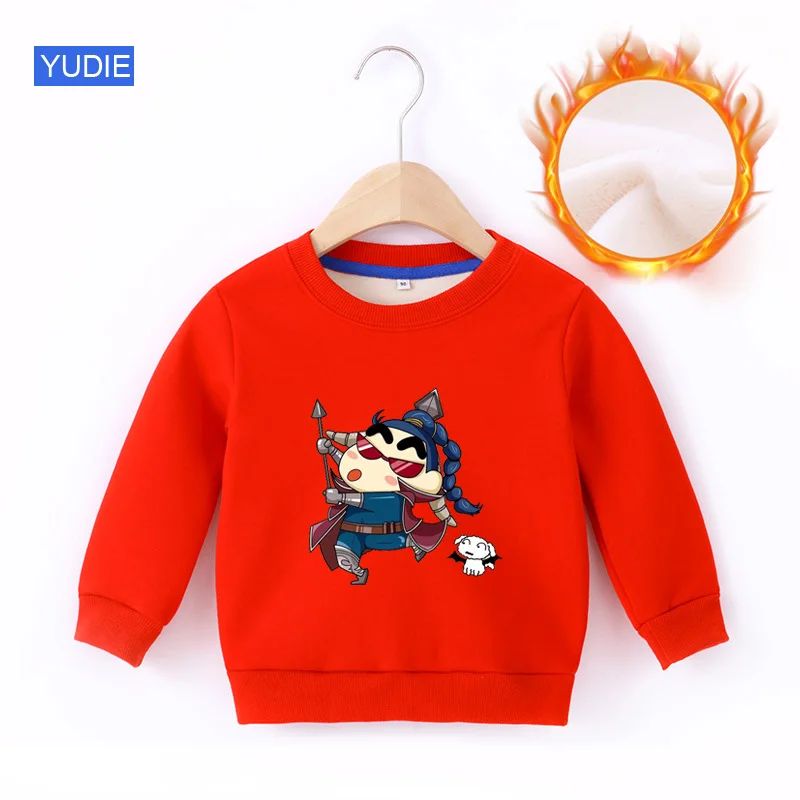 Детские толстовки с капюшоном Crayon Shinchan; зимняя теплая хлопковая детская одежда для маленьких мальчиков и девочек; крутой пуловер для маленьких мальчиков - Цвет: kids Sweatshirts