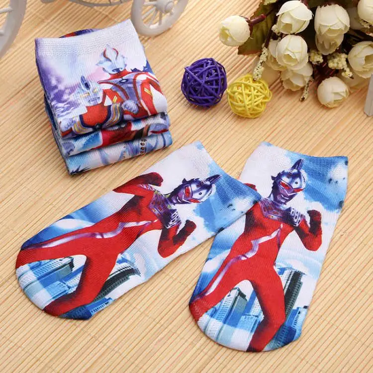 4 пары носков Ultraman на весну и лето, хлопковые носки с мультипликационным принтом для мальчиков 1-12 лет, хлопковые носки