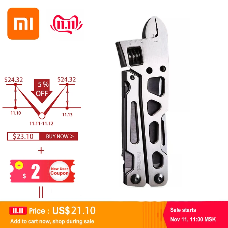 Xiaomi Mijia NEXTOOL 9 в 1 многофункциональный инструмент для ремонта велосипеда из нержавеющей стали инструмент для выживания на открытом воздухе складной нож