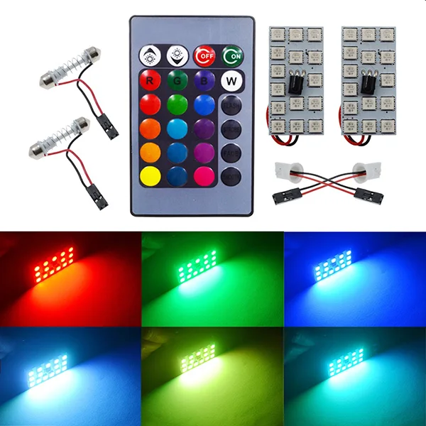 Прямая поставка RGB 5050 15SMD Светодиодная панель для автомобиля интерьерные огни с дистанционное управление для автомобиля Купол гирлянда V-Best
