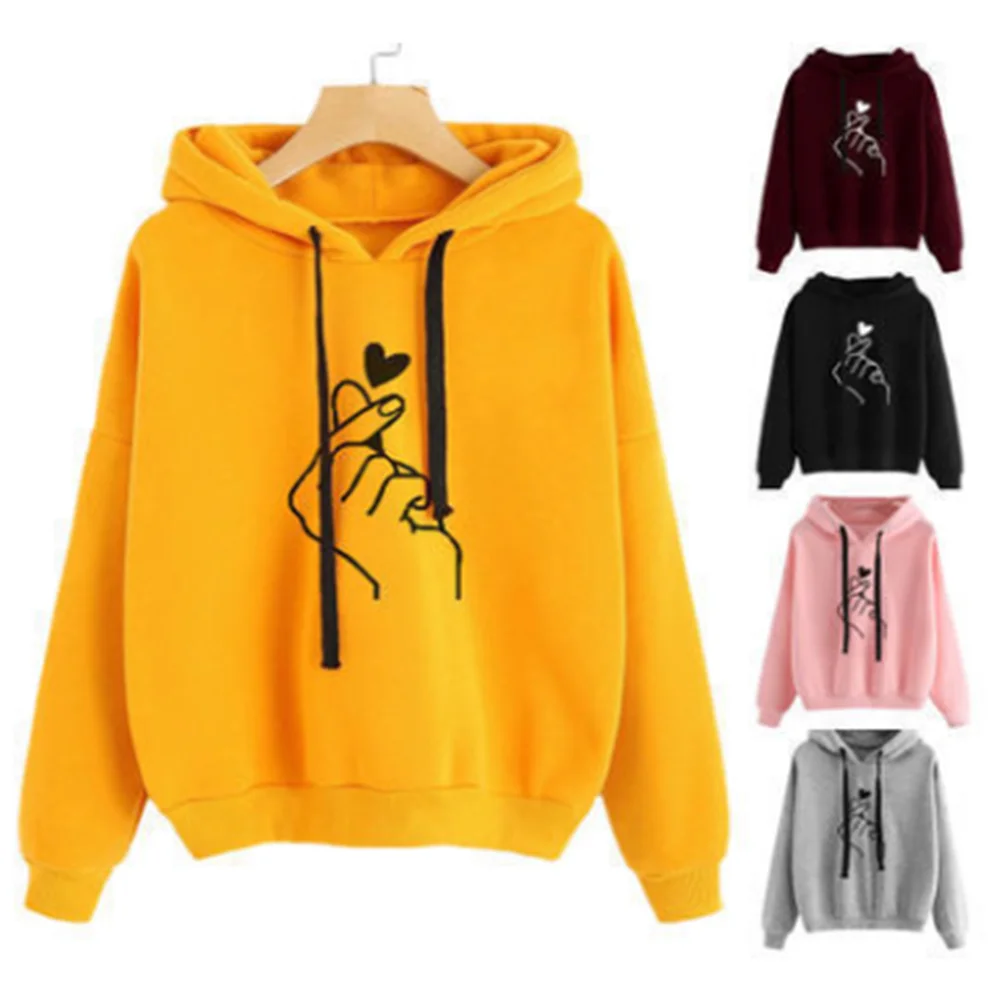 Повседневные толстовки в стиле Харадзюку для девочек однотонные топы с