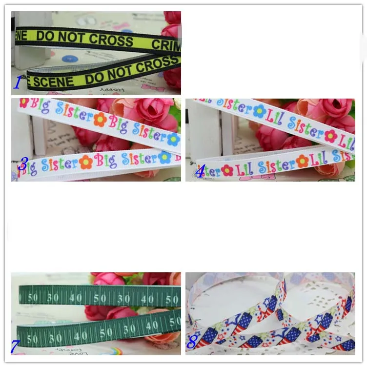 

3/8inch Sister Court Printed Grosgrain Ribbon Material Headwear Party Decoration Diy Wholesale OEM 9mm S158