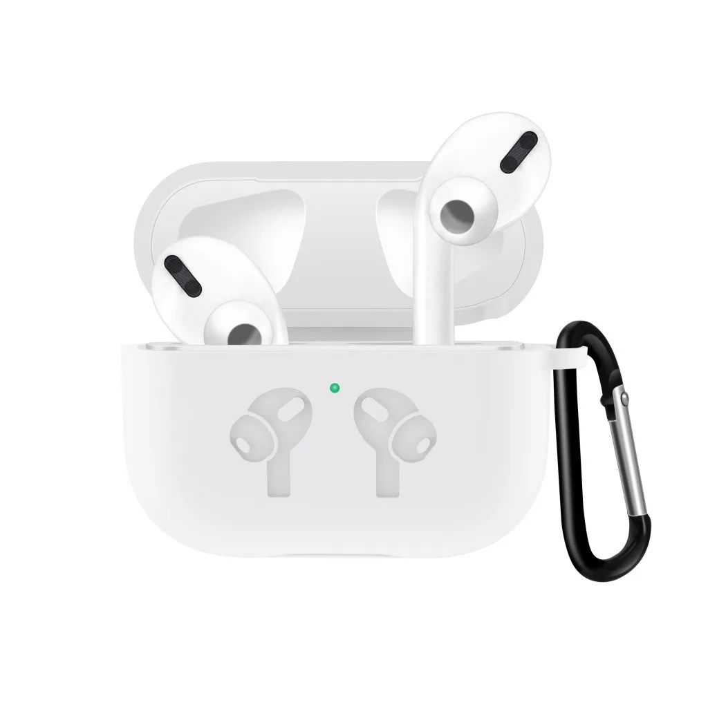 Для AirPods Pro беспроводной зарядный чехол силиконовый защитный чехол с кольцом-держателем брелок, Лидер продаж - Цвет: White