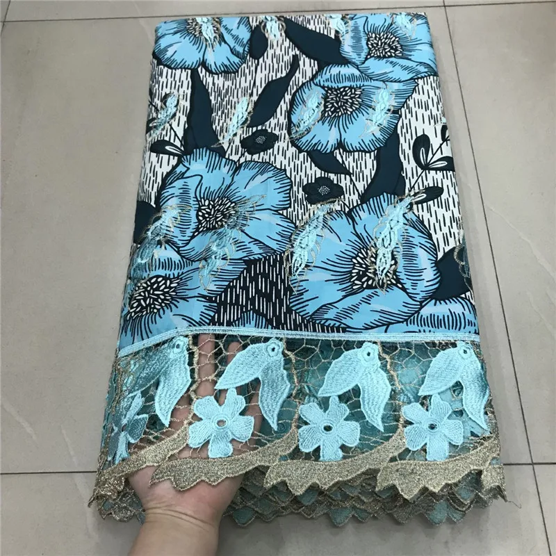

2020 High Quality New Arrival Ankara 100% Cotton Wax Lace Wax Fabric African Embroidery Dutch Wax With Lace Fabric ZQ030351