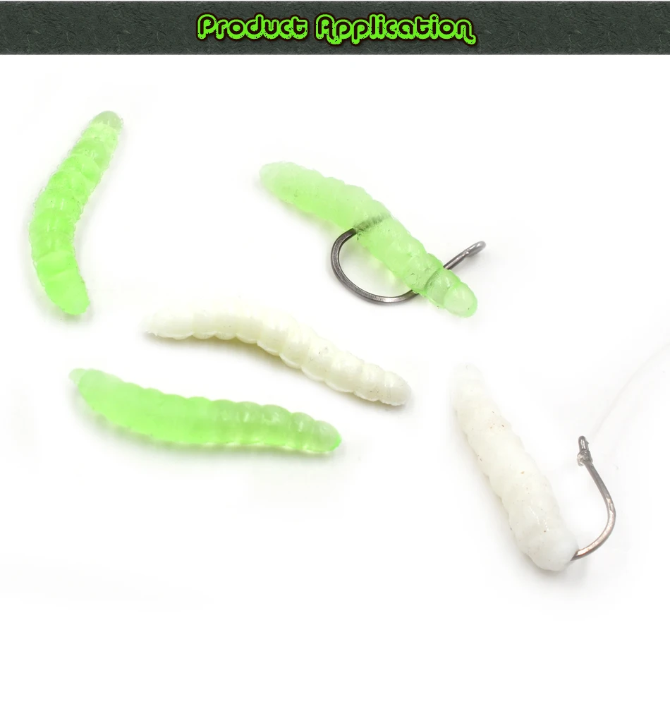 MNFT 50 шт. белый зеленый Реалистичная рыболовная приманка 3,8 см бионическая хлебная жучка приманка для форели Мягкие личинки приманка