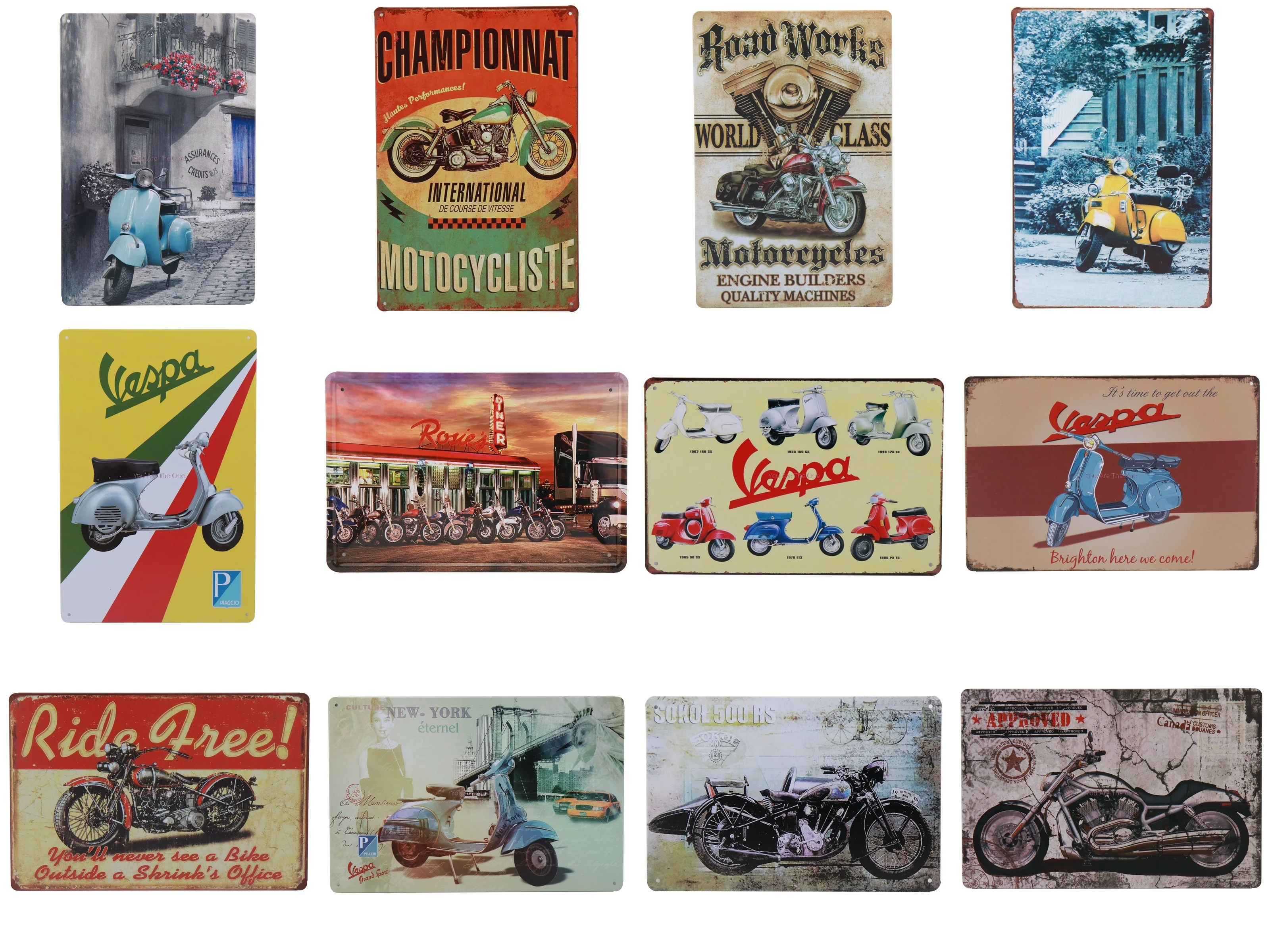 Carteles Vespa моторная металлическая жестяная вывеска Автобус Бар деревенская