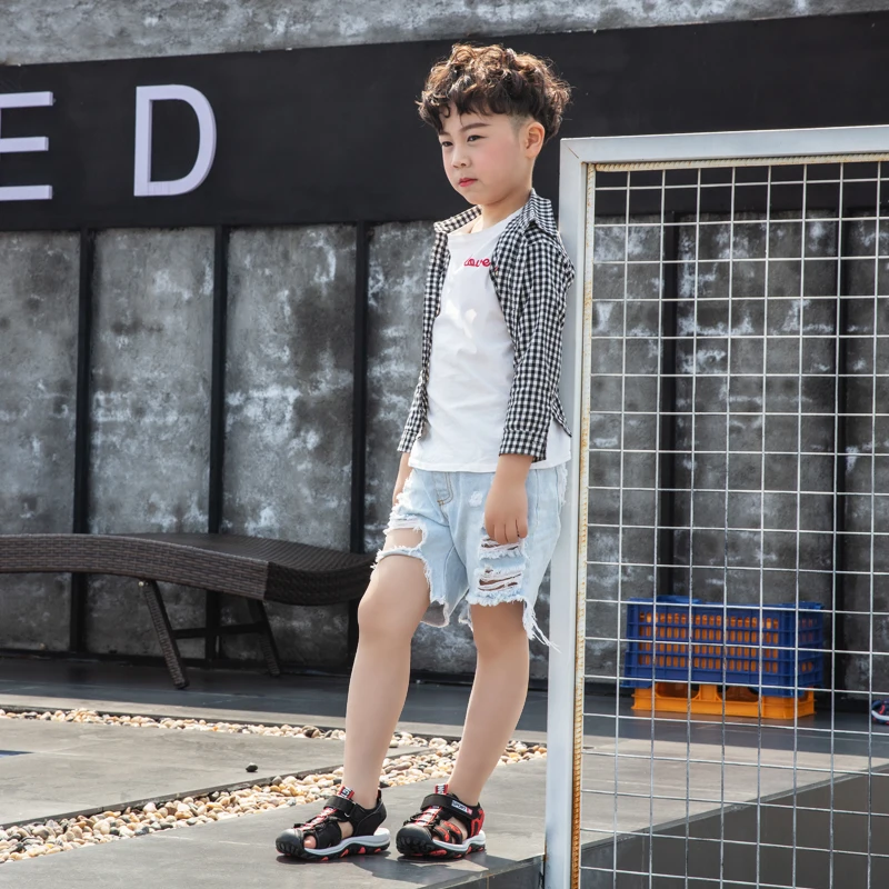 ULKNN Boy Sandals Baby Korean-style Small CHILDREN'S Sandals 2020 Summer New Style Leather BOY'S Sandals Big Virgin