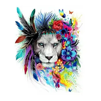 

Flower Lion Oil Picture By Number Canvas With Framed 40x60 DIY HandPainted Kits For Adults Acrylic Paint By Number Color Drawing