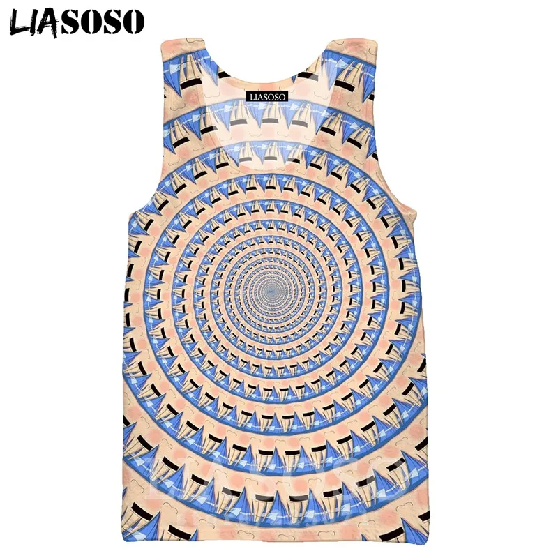 Psychedelic головокружение жилет LIASOSO для мужчин женщин Аниме Толстовка 3D принт Забавный О образным вырезом майка без рукавов хип хоп пуловер A328-8