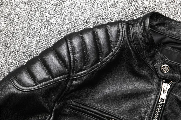 Натуральная кожа, распродажа, большой верхний слой из воловьей кожи, кожаный костюм с воротником, мужская Молодежная куртка из коровьей кожи, мотоциклетная куртка